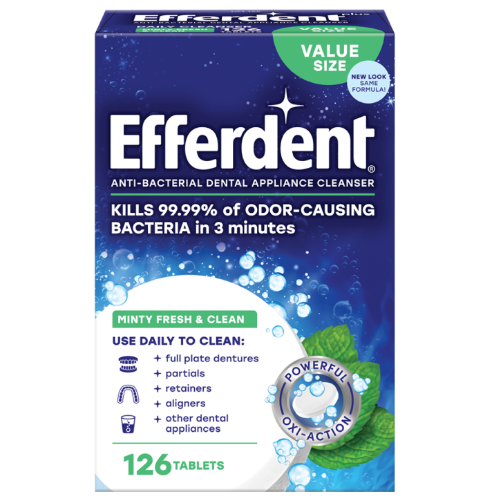 Efferdent® Plus Mint Anti-Bacterial Dental Appliance Cleanser Tablets
