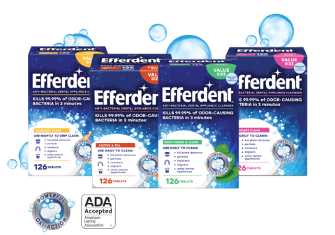 Efferdent Dental Appliance Cleanser Products for Bacteria and Stains